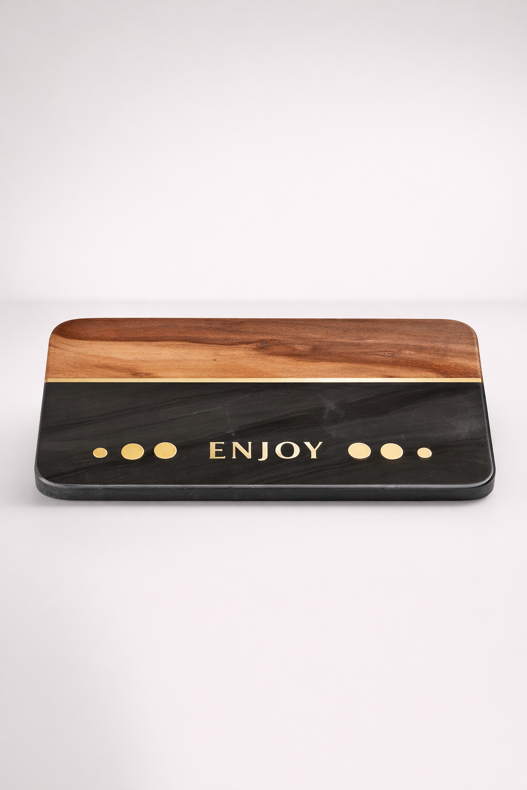 Black & Brass Inlay 'Enjoy' Marble Board