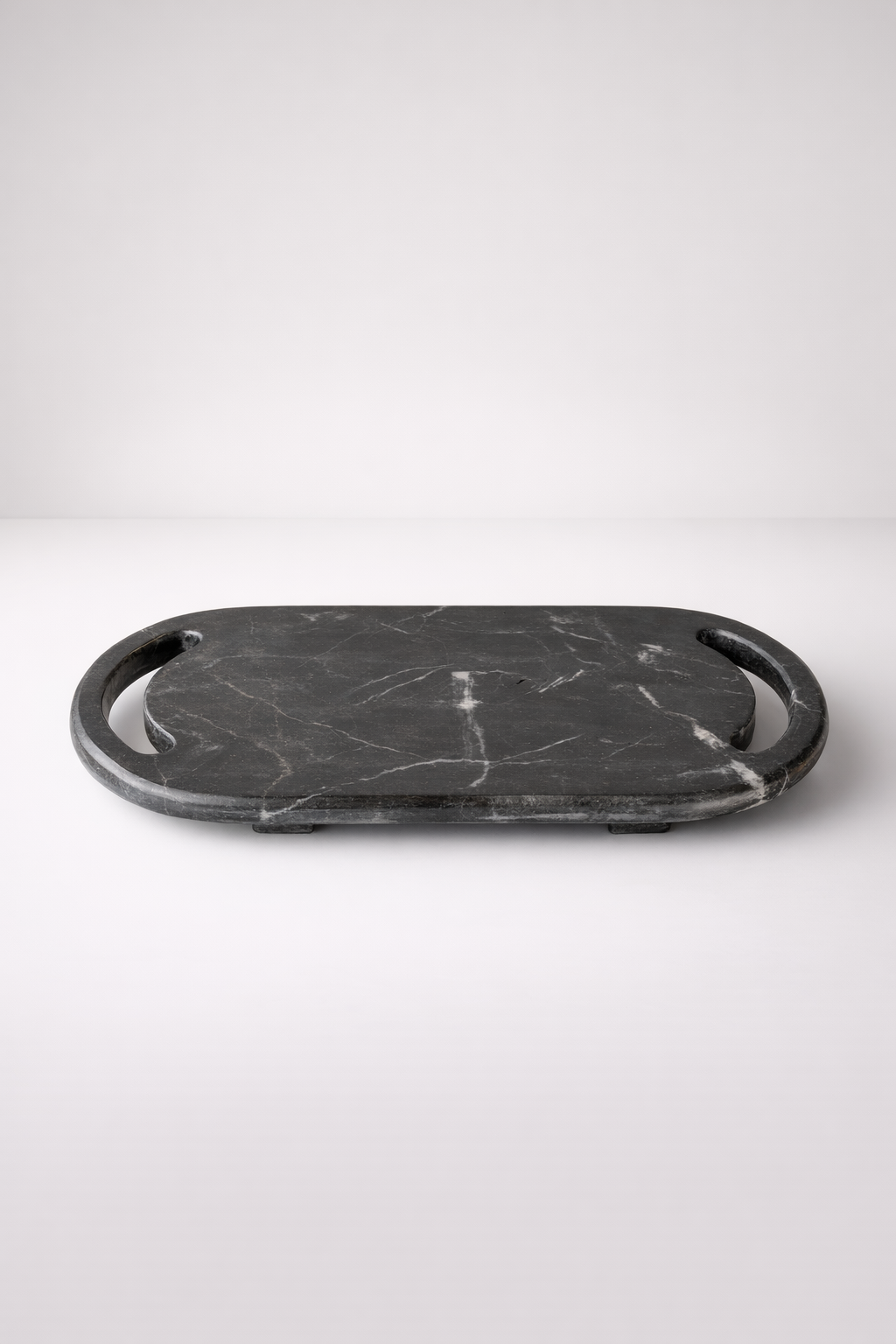 Black Marble Oval Board With Handles & Feet