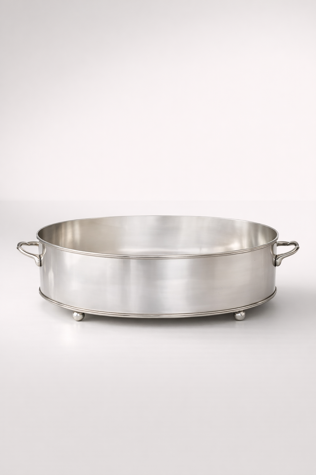 Large Pewter Low Oval Planter