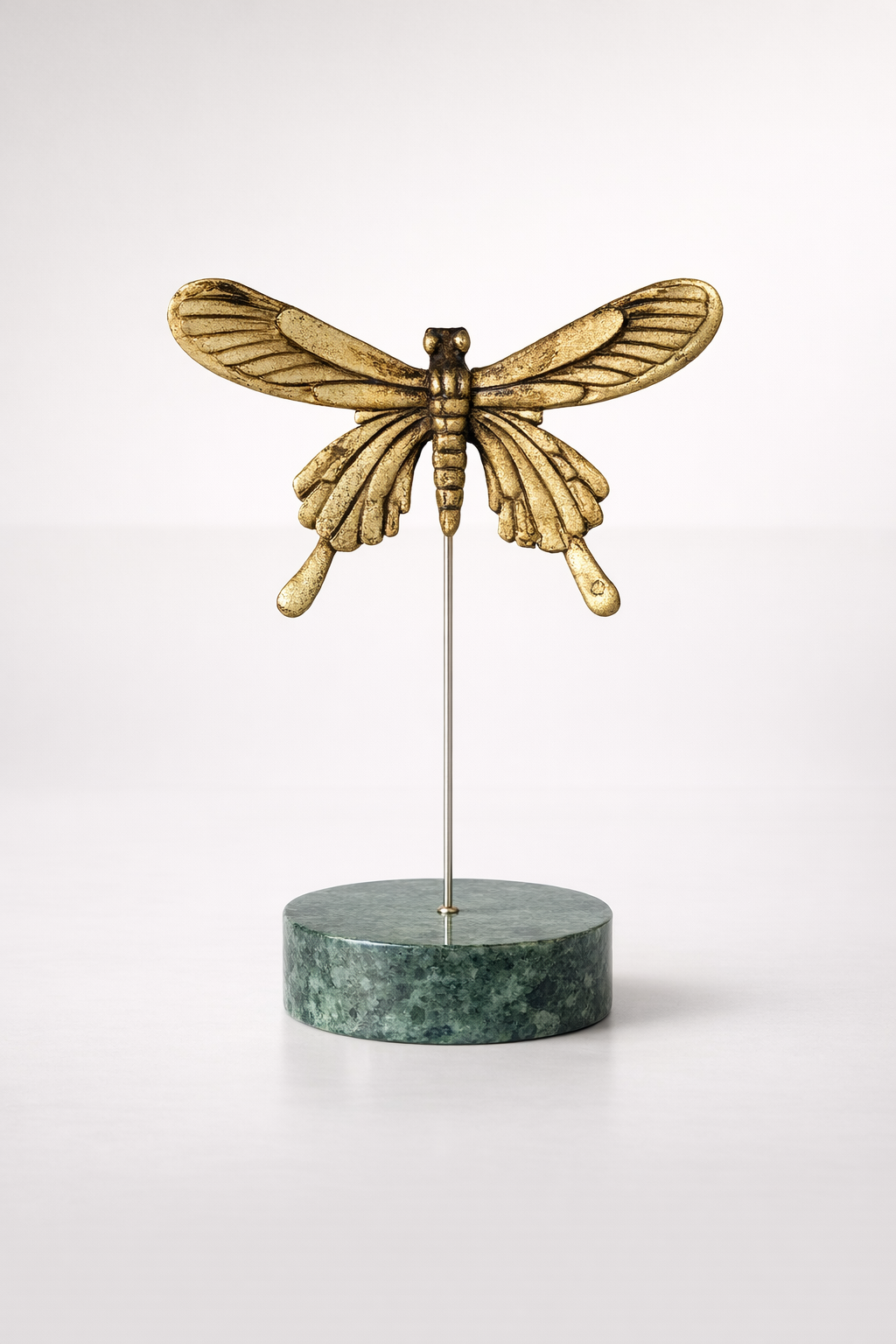 Gold Butterfly On Green Marble Stand