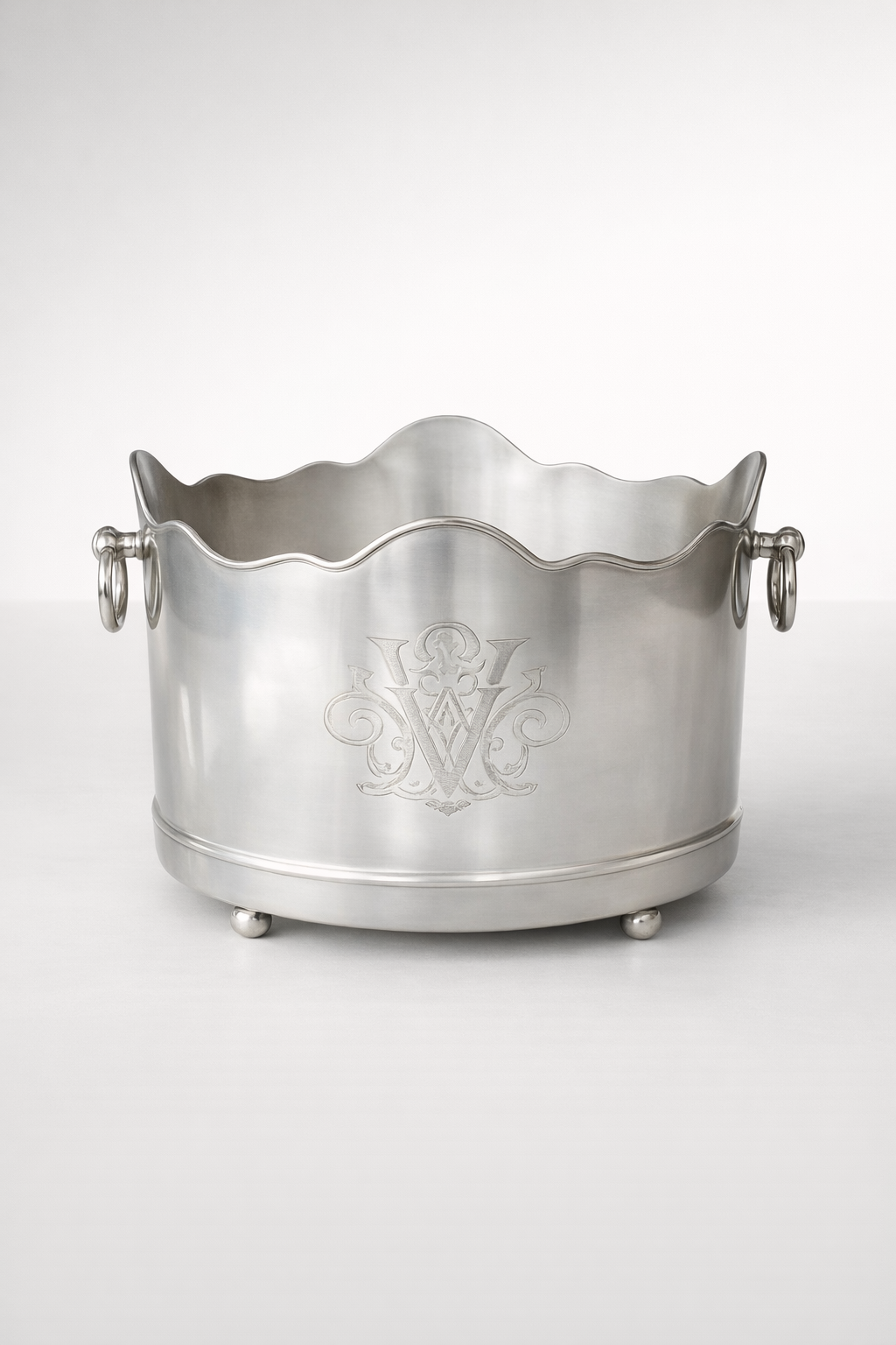 Oval Pewter Scalloped Edge Wine Bucket