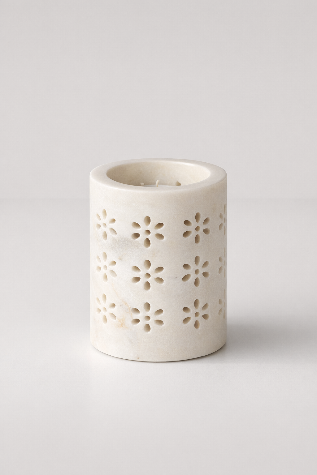 White Marble Daisy Cutout Tumbler