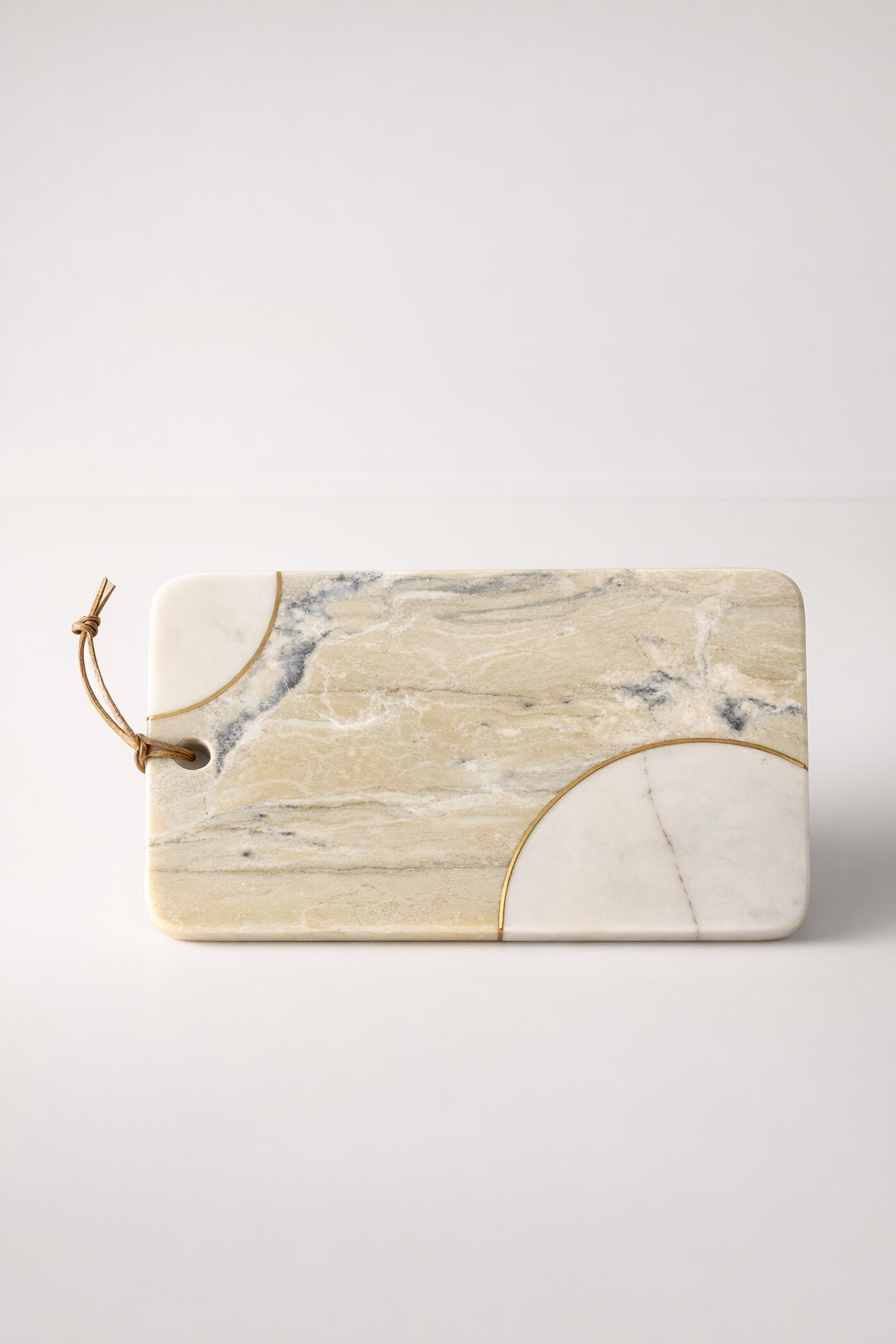 White & Green Marble Board With Brass Inlay