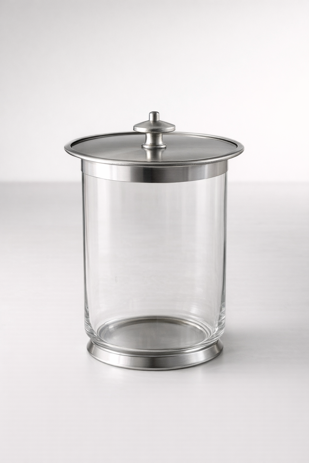 Oval Glass Canister With Pewter Lid And Bottom