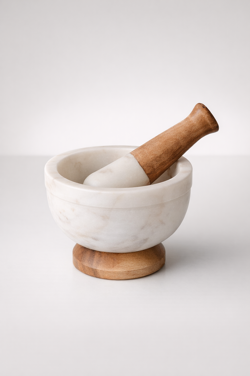 Marble & Wood Pestle & Mortar