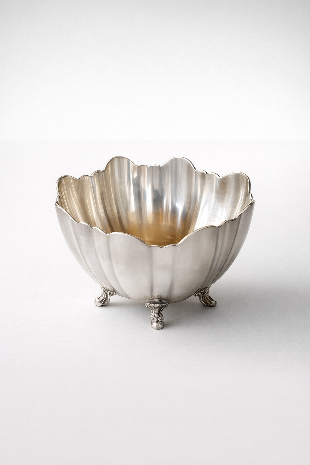 Shaped Leaf Edge Pewter Bowl