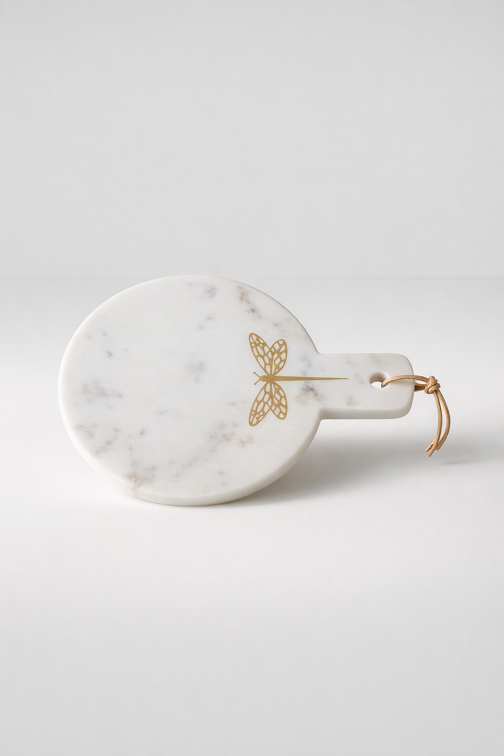 Round Marble Brass Dragonfly Inlay Chopping Board
