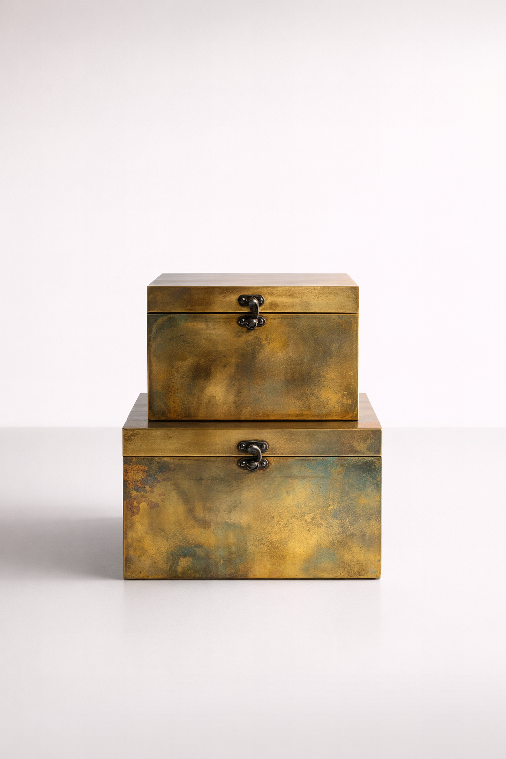 Set Of 2 Gold & Brass Finish Boxes