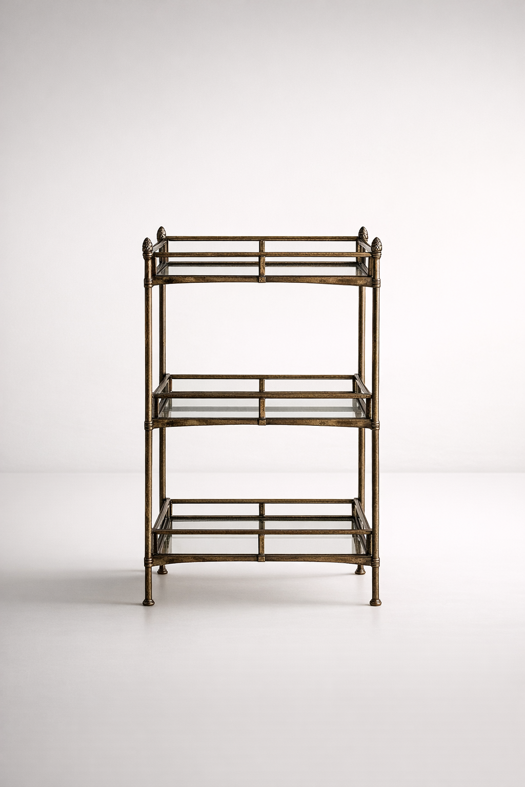 3 Tier Mirrored Gold Brush Stand