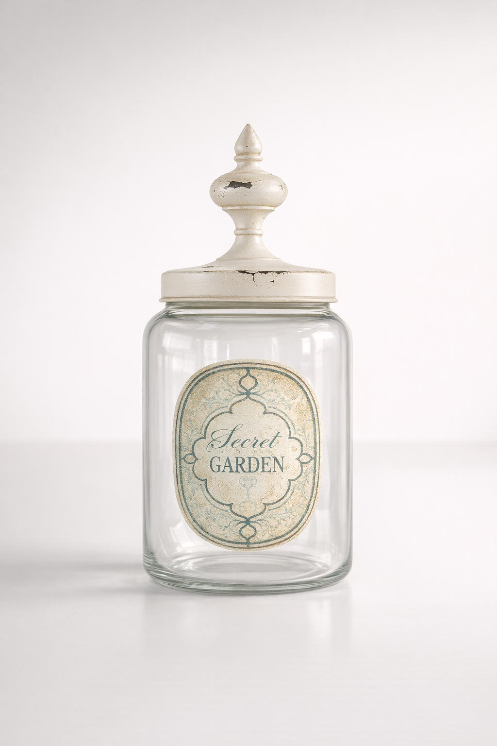 Lrg Glass Jar 'Secret Garden'