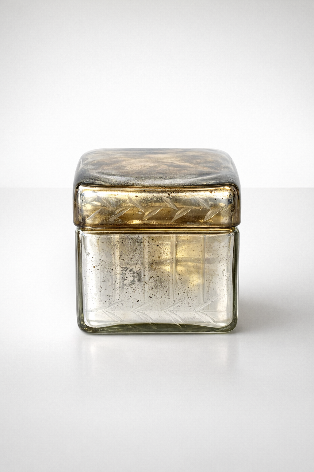 Silver Glass Box With Lid