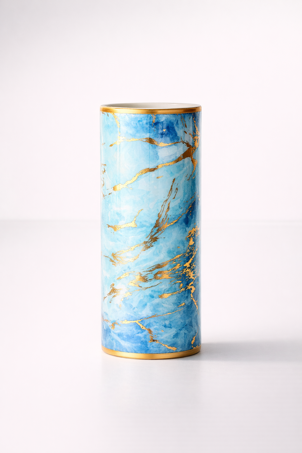 Small Blue & Gold Marbled Umbrella Stand