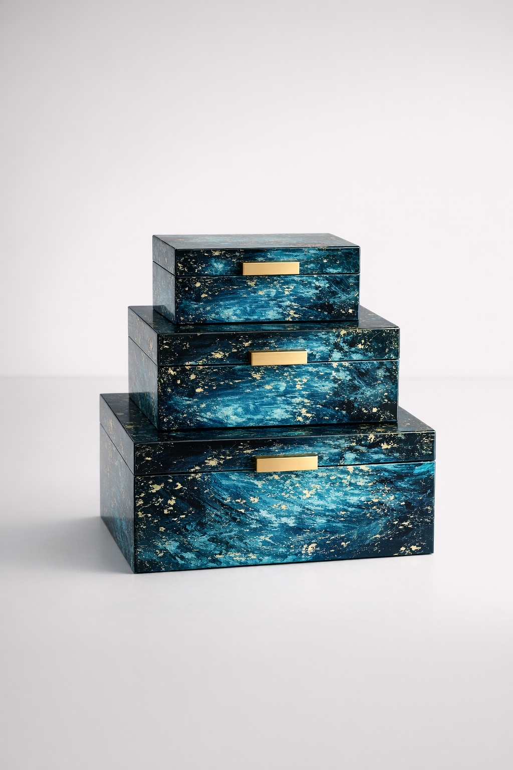 Set Of 3 Turquoise Blue Boxes
