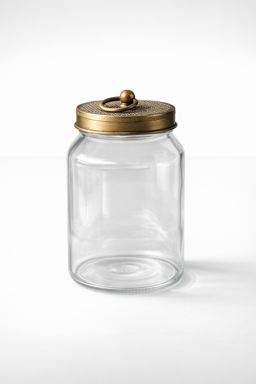Gold Mesh & Glass Round Container