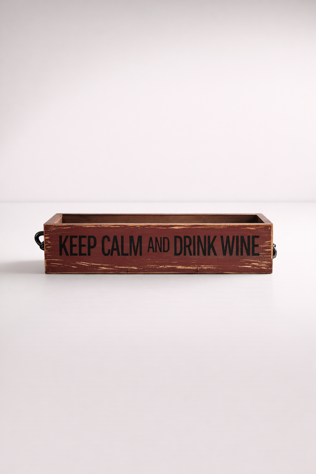 Keep Calm Red Wood Box/Handles