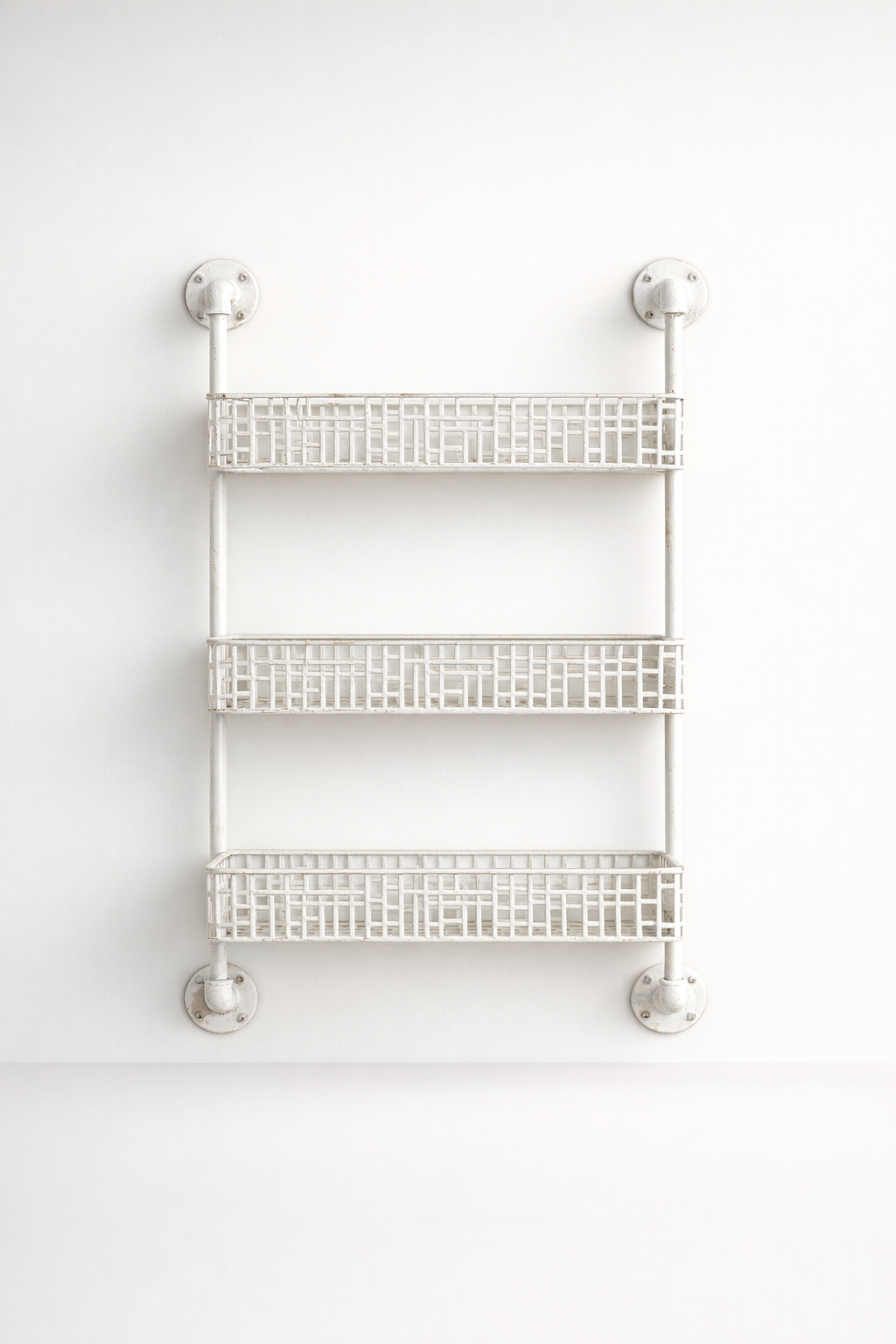 Off White Metal 3 Tier Wall Shelf