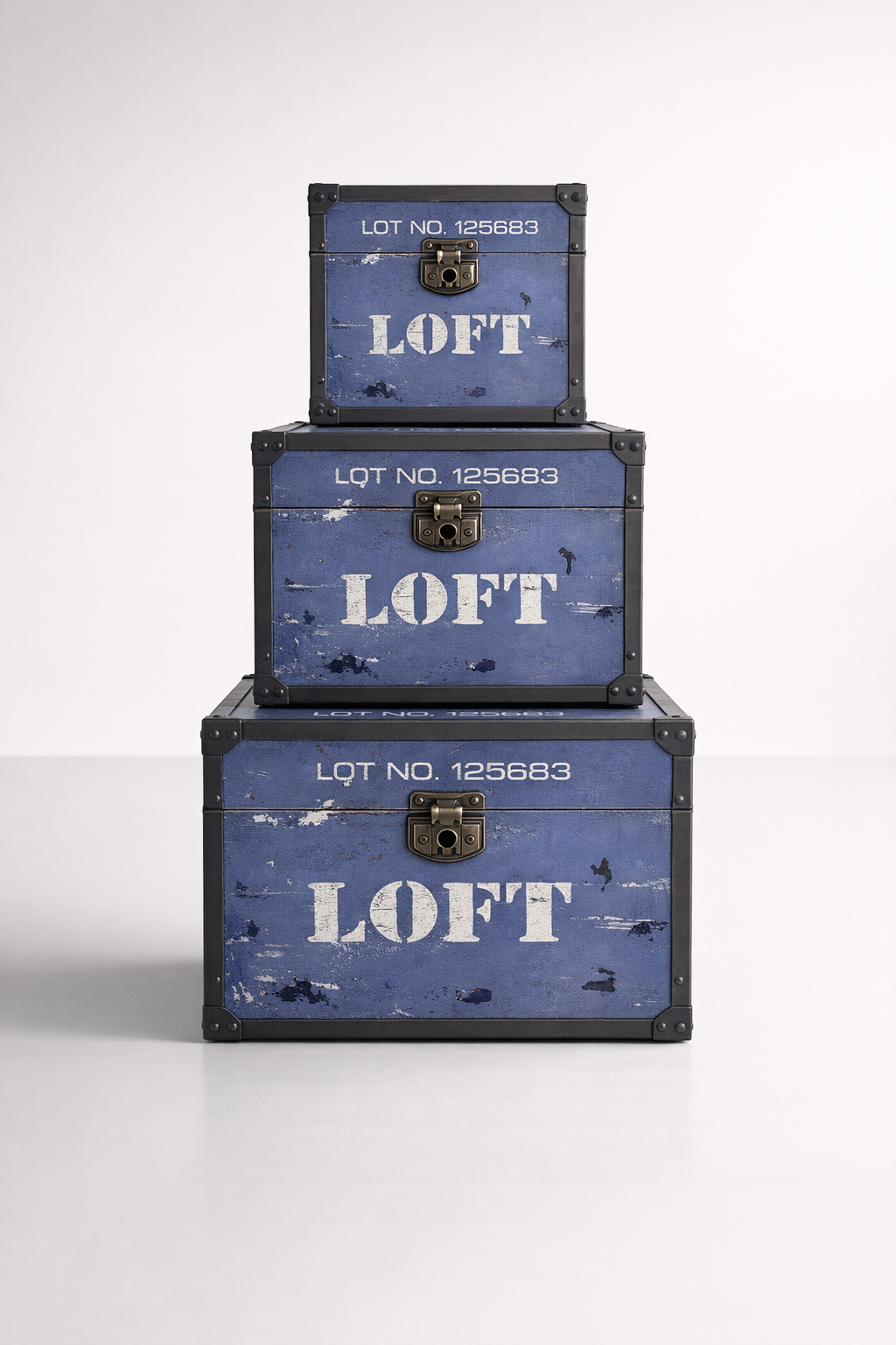 S3 Blue 'Loft' Wooden Kist