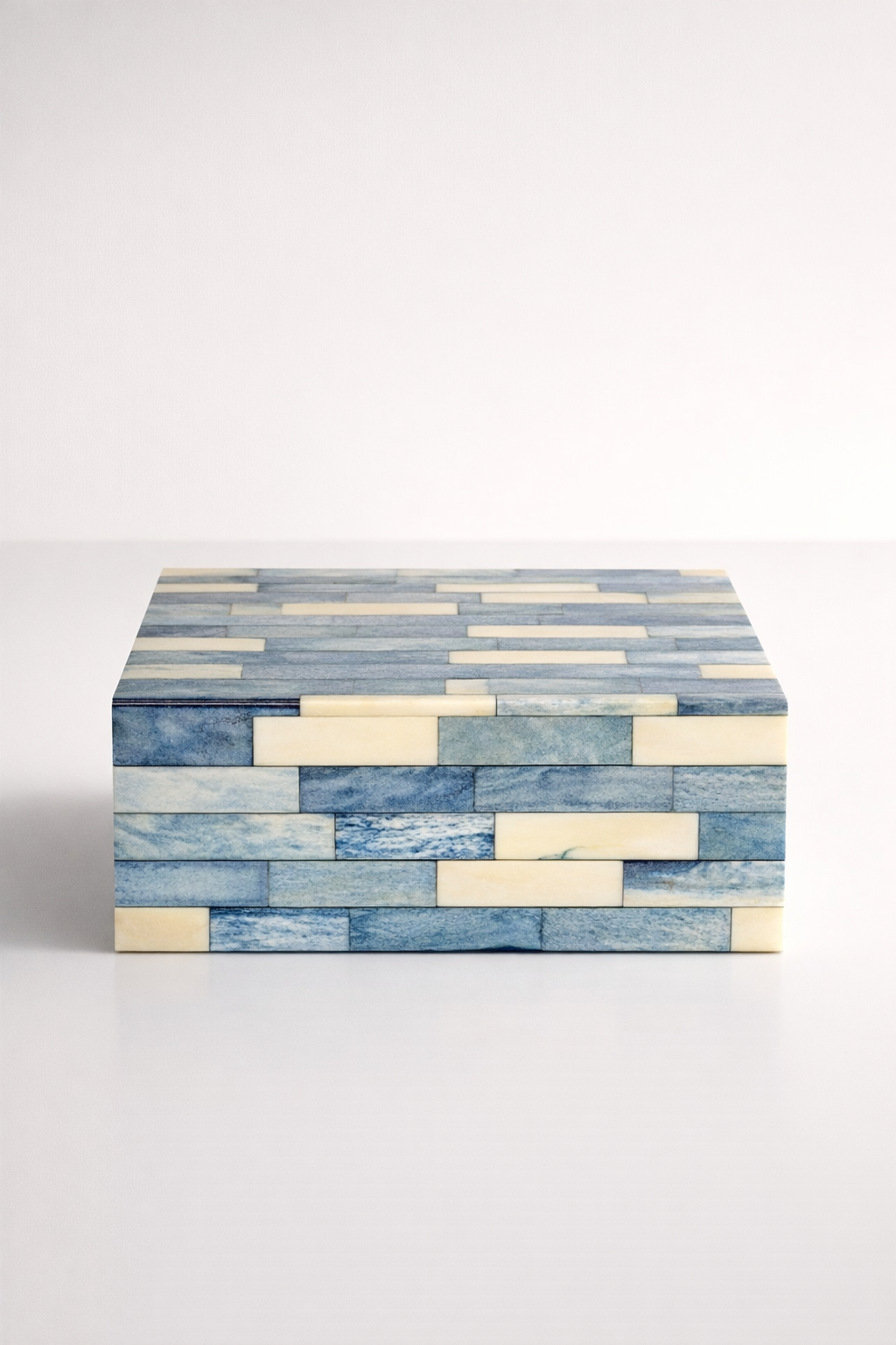 Large Blue & White Bone Box
