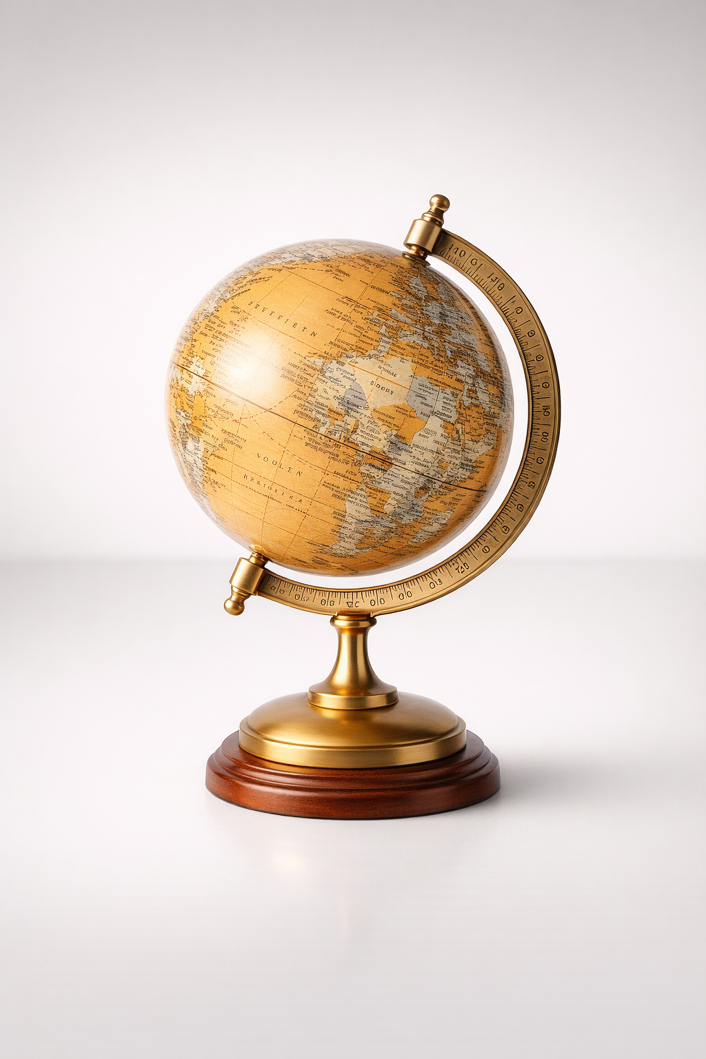 Small Brass & Mustard World Globe
