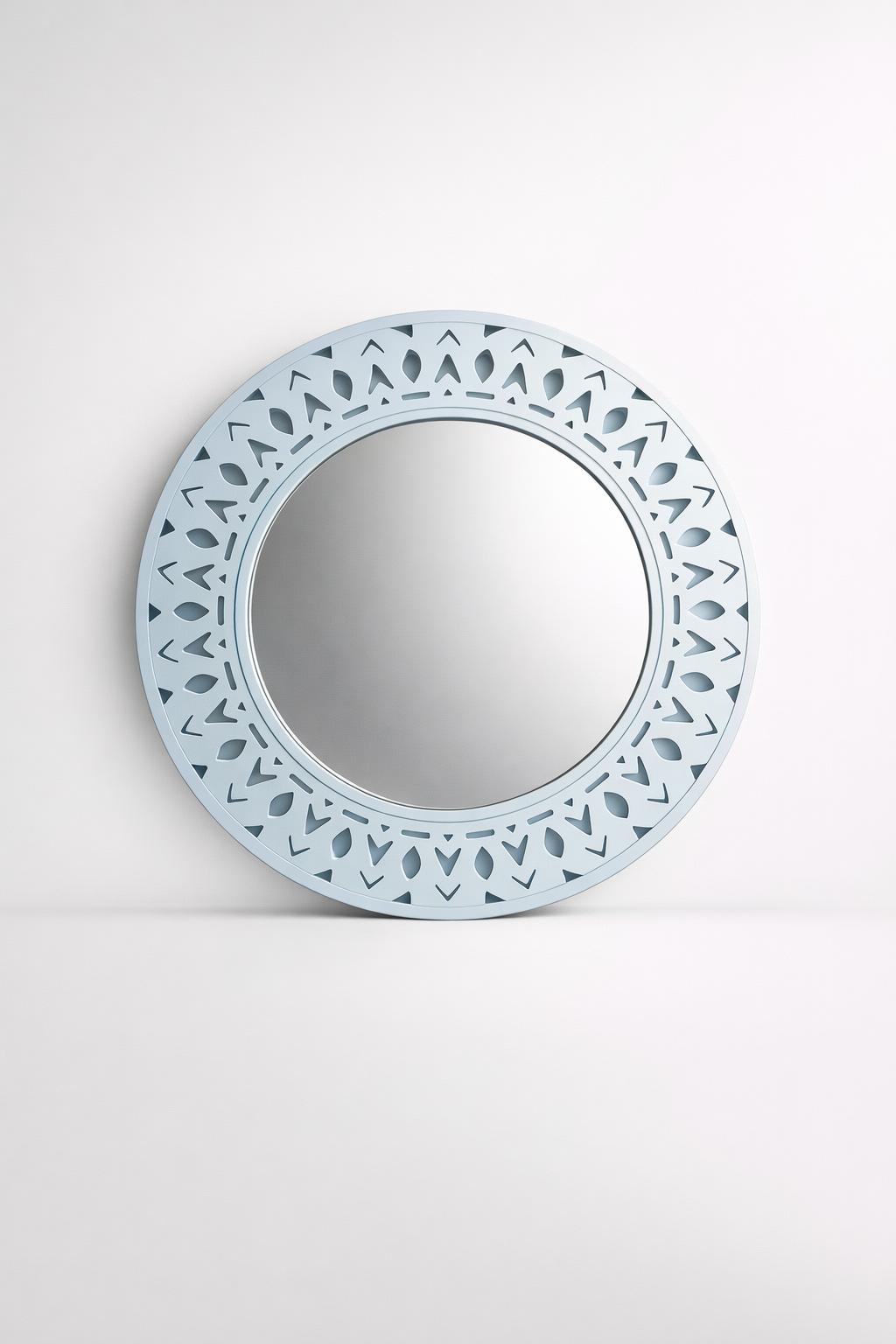 White Round Cut-Out Metal Mirror
