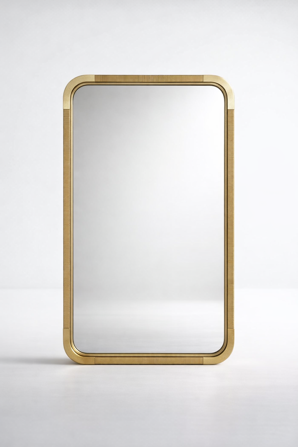 Large Gold Metal & Cane Mirror