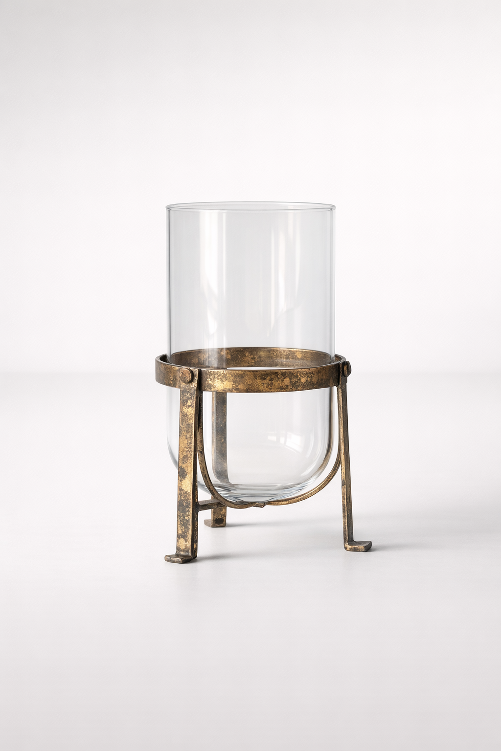 Fat Glass Vase On Metal Stand