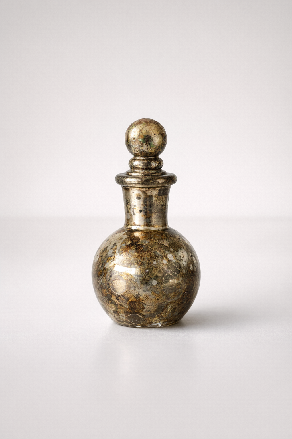 Extra Small Silver Gold Glass Perfume Bottle