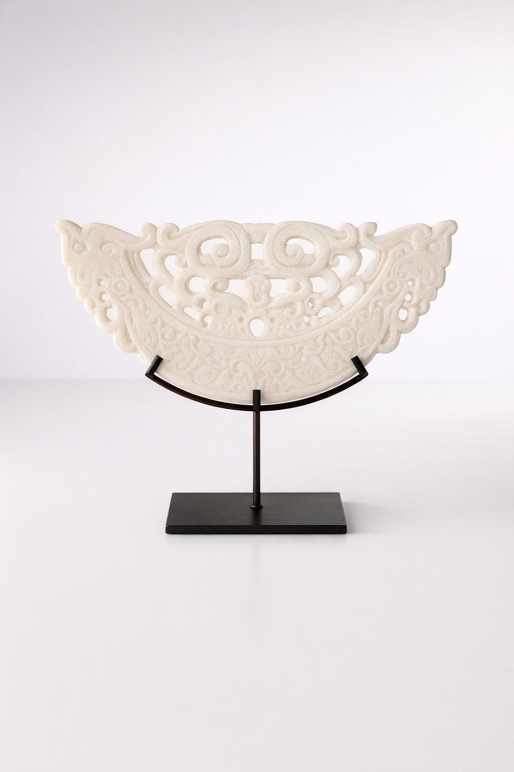 Large White Cut Out Sandstone On Metal Stand