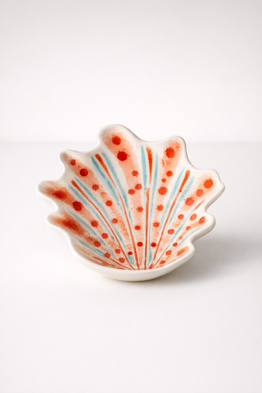 Medium Blue & Coral Ceramic Shell Plate