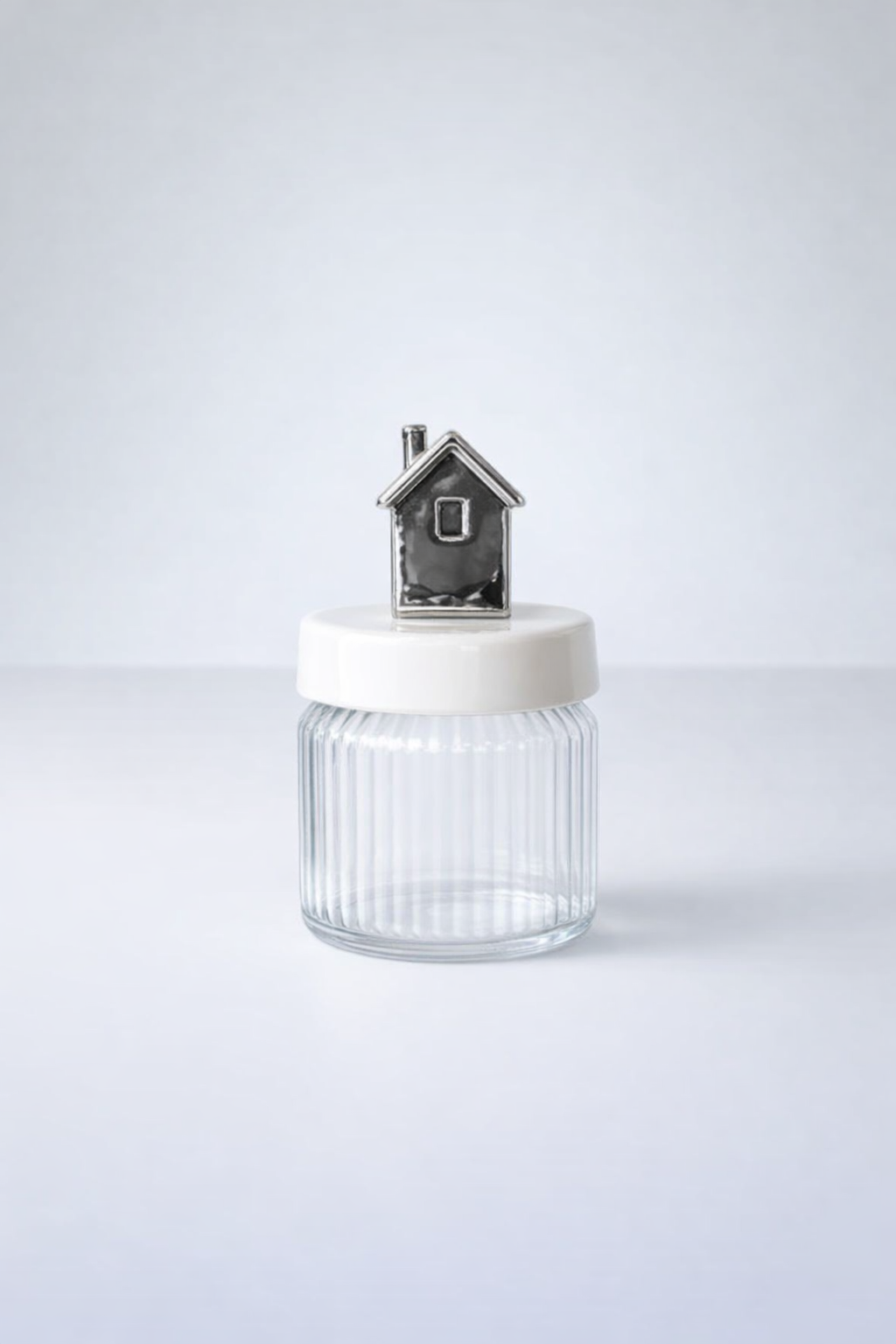 Glass Jar Silver House Lid