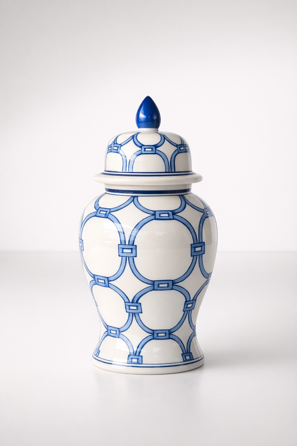 Medium Blue & White Circles Ginger Jar