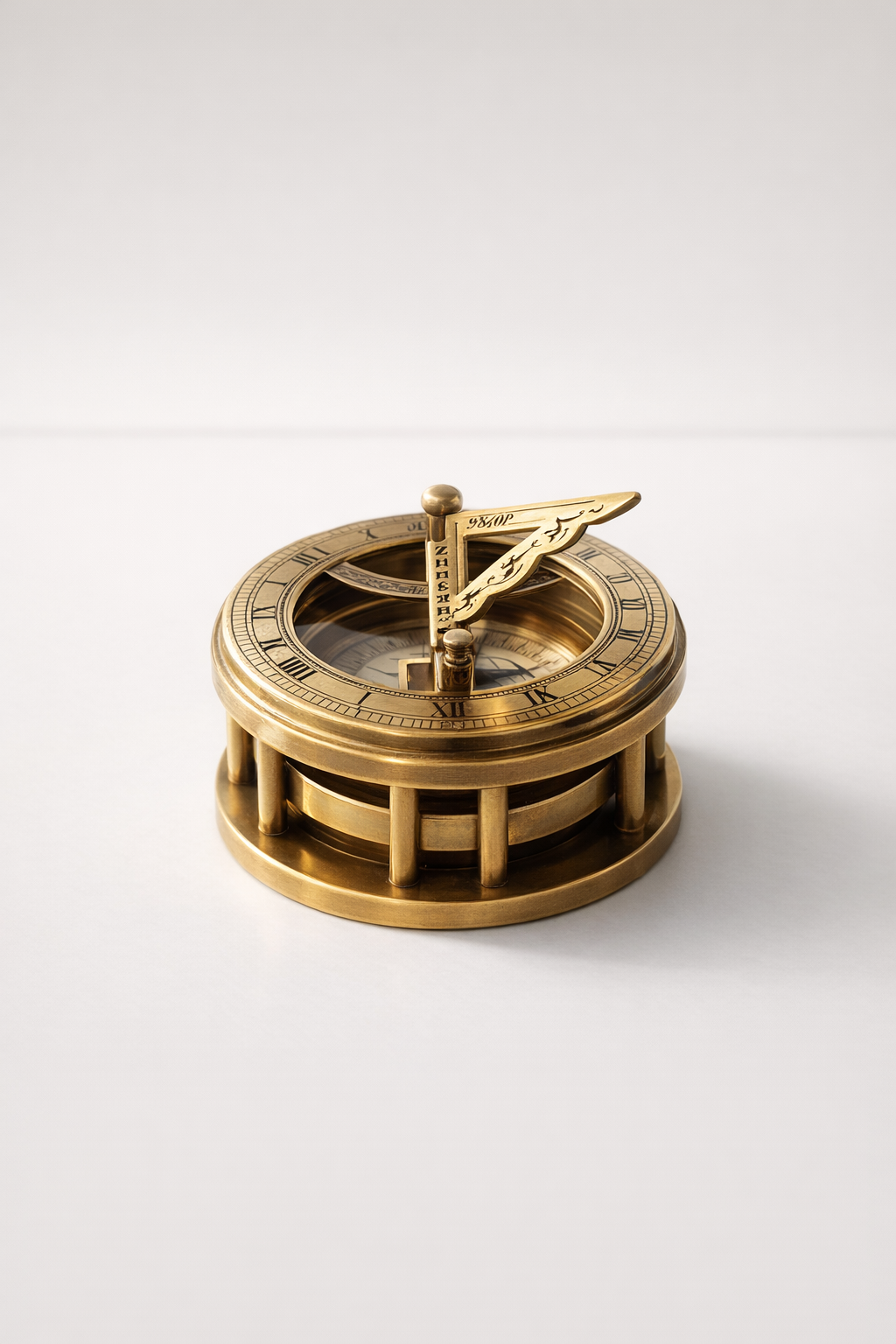 Brass Compass Magnifying Glass & Sundial