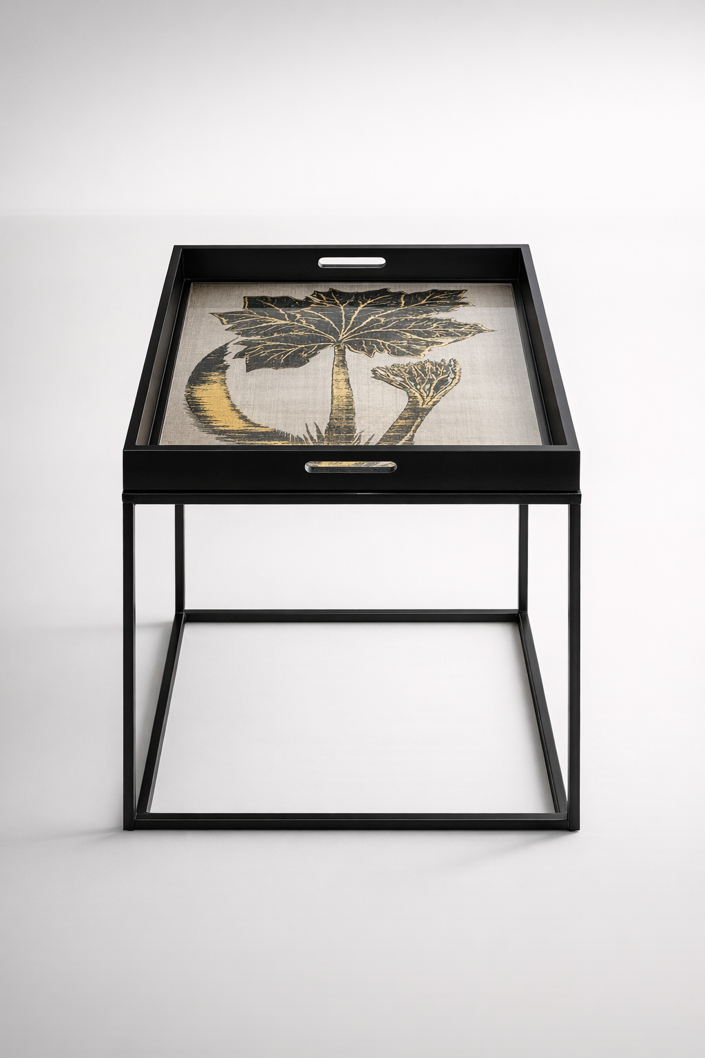 Black & Gold Palm Tree Table Tray