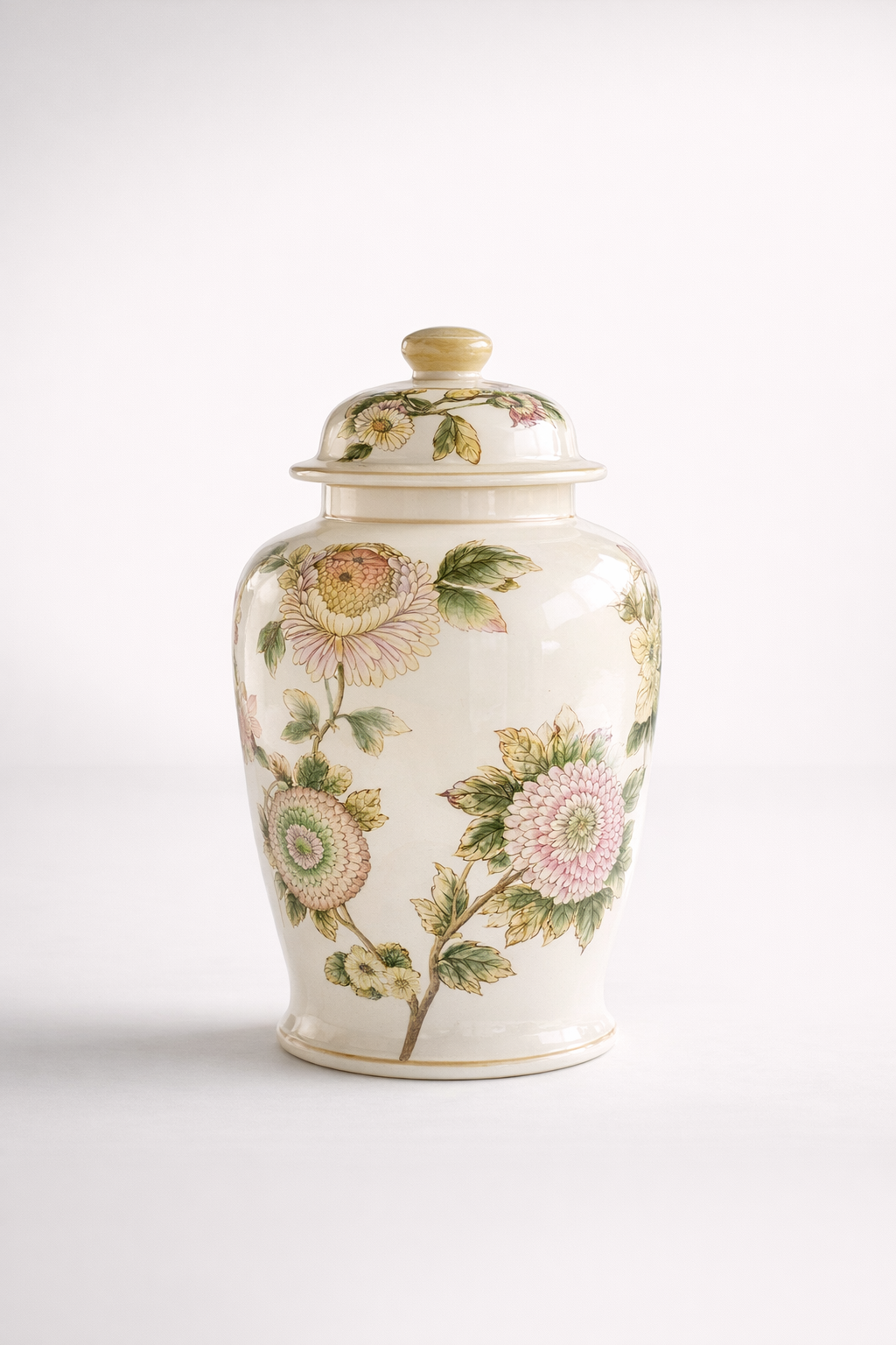Large Pink Floral Ginger Jar