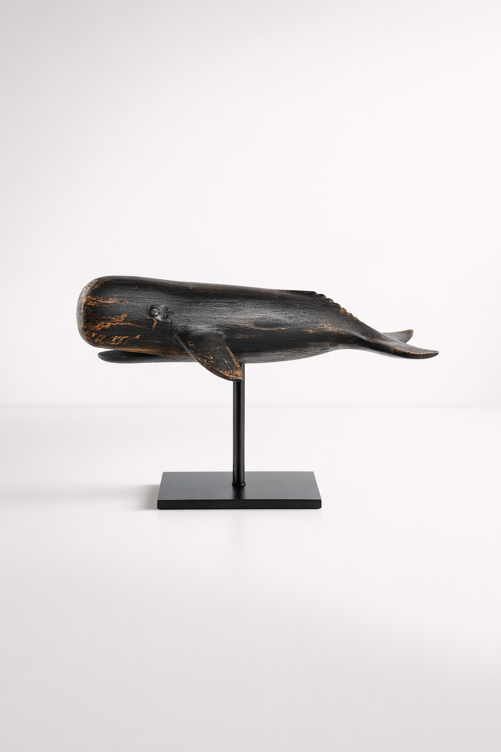 Small Black Whale On Stand