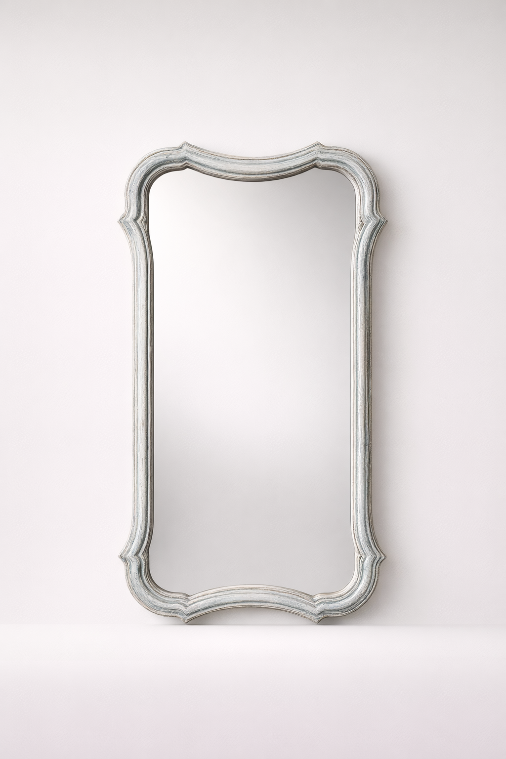 Blue Distressed Rectangular Wavy Mirror