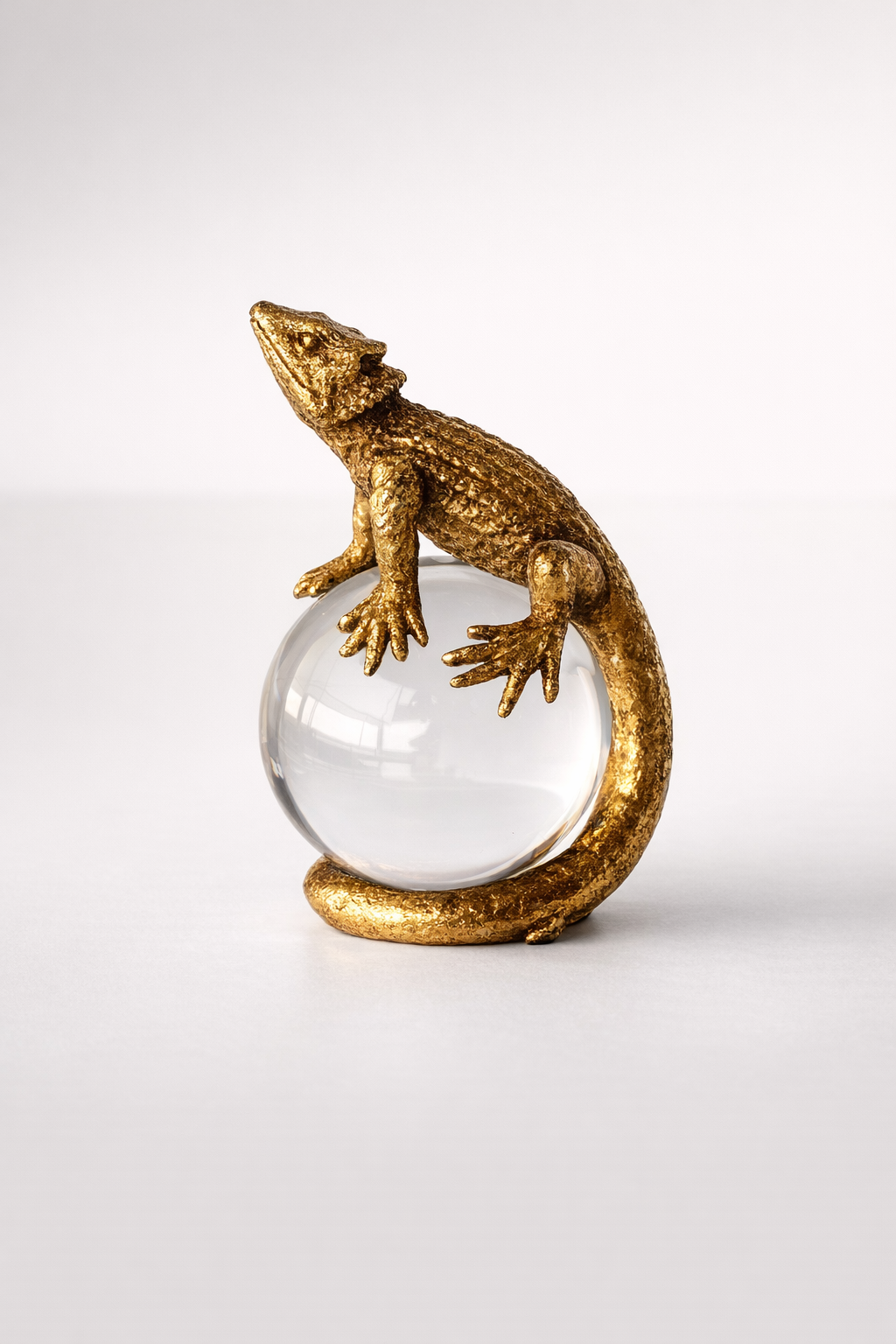 Gold Lizard On Glass Ball