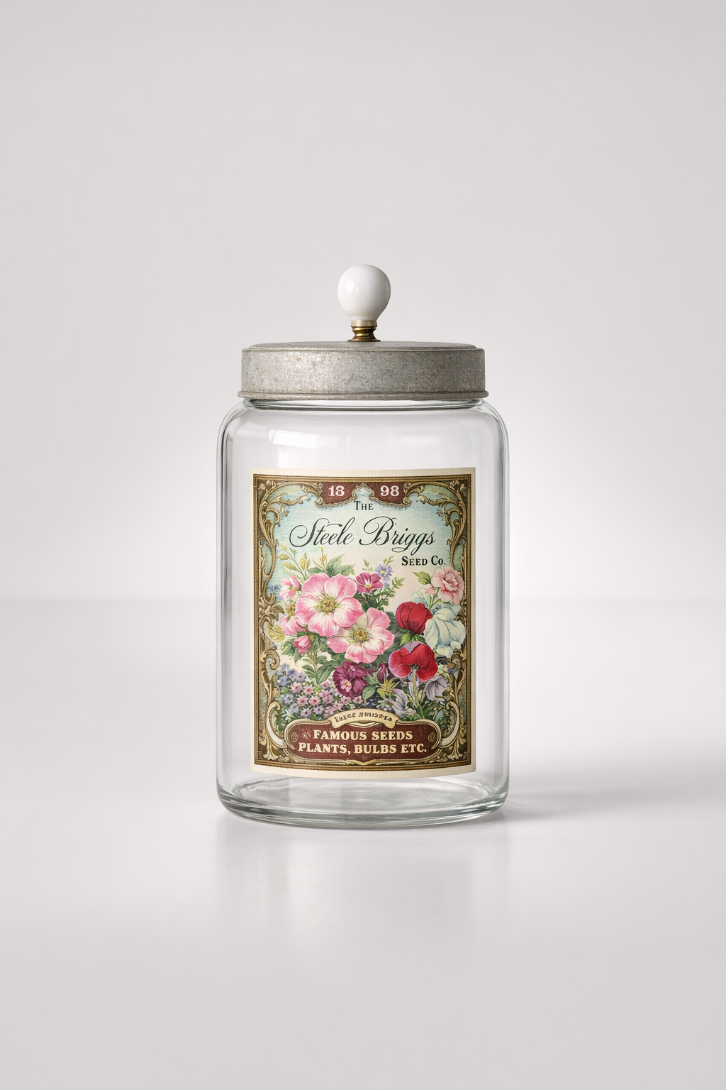 Lrg Floral Glass Jar