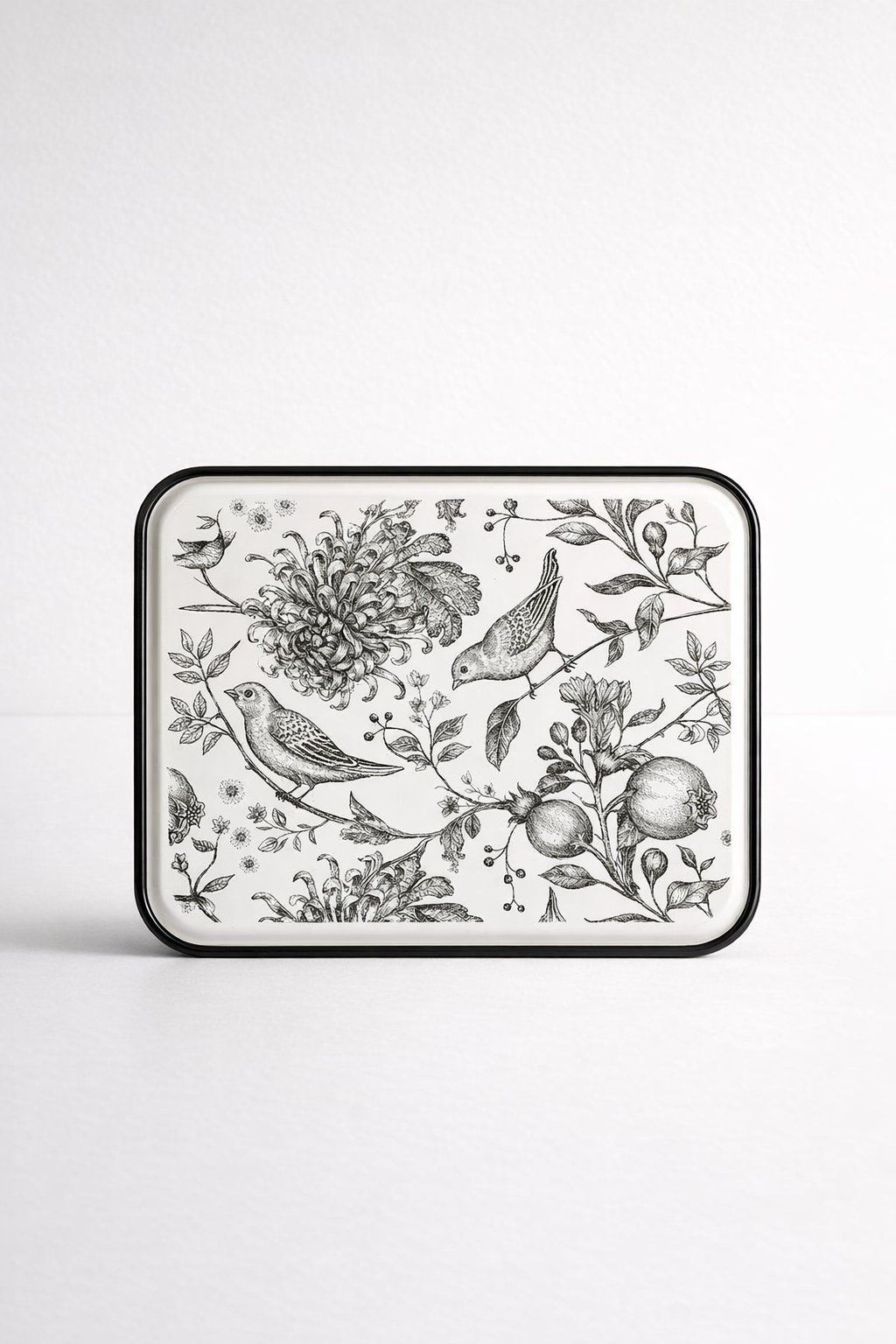 Large Black & White Enamel Bird Plaque