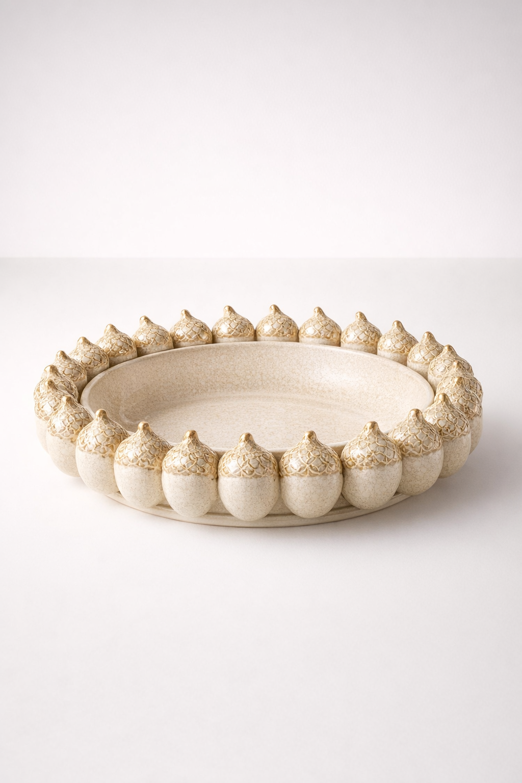 Ceramic Acorn Flat Bowl
