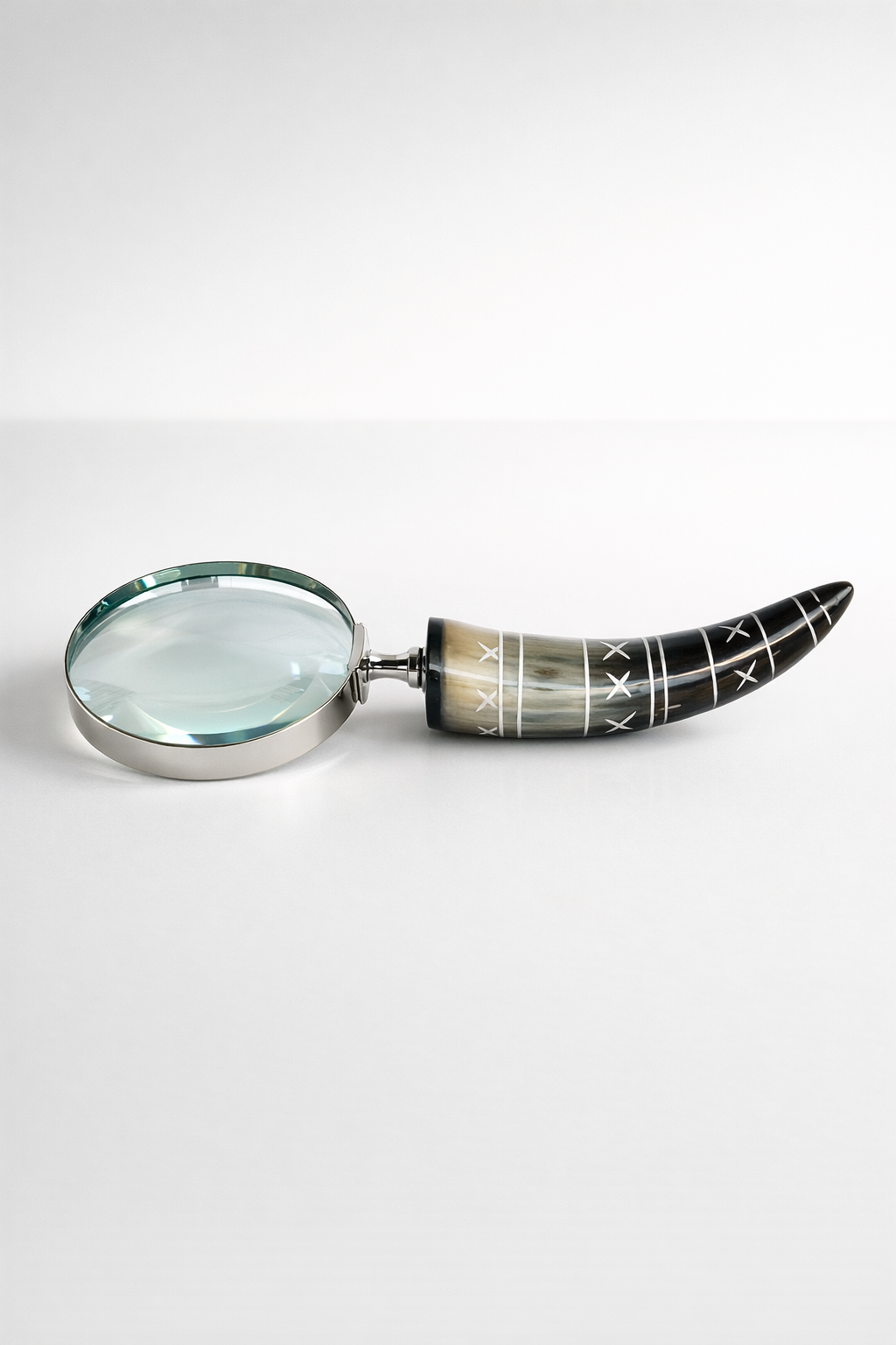 Silver Magnifying Glass Tribal Horn Handle