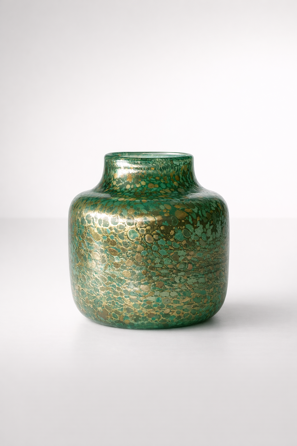 Green & Gold Flecked Glass Vase