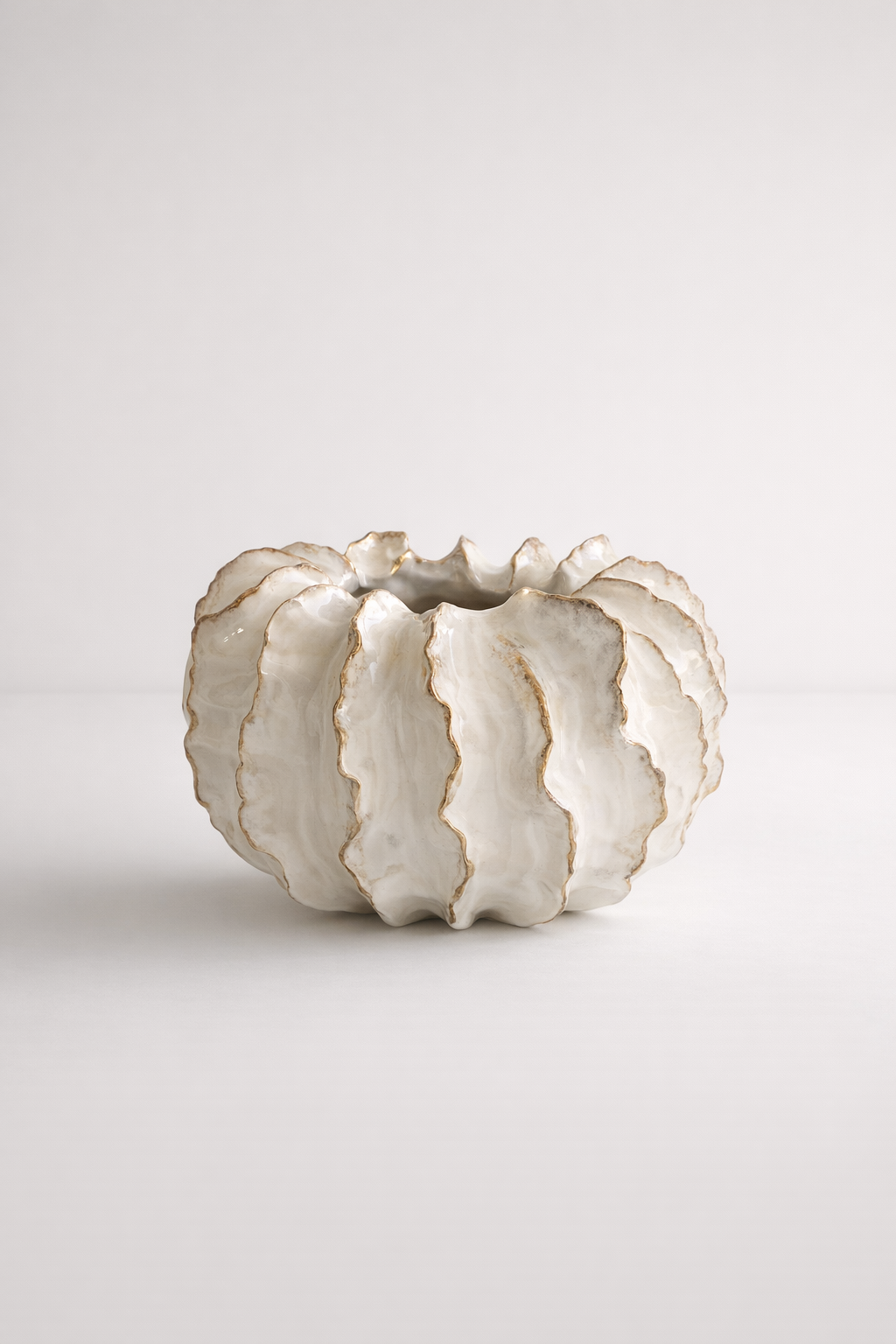 Off White Sea Urchin Ceramic Vase