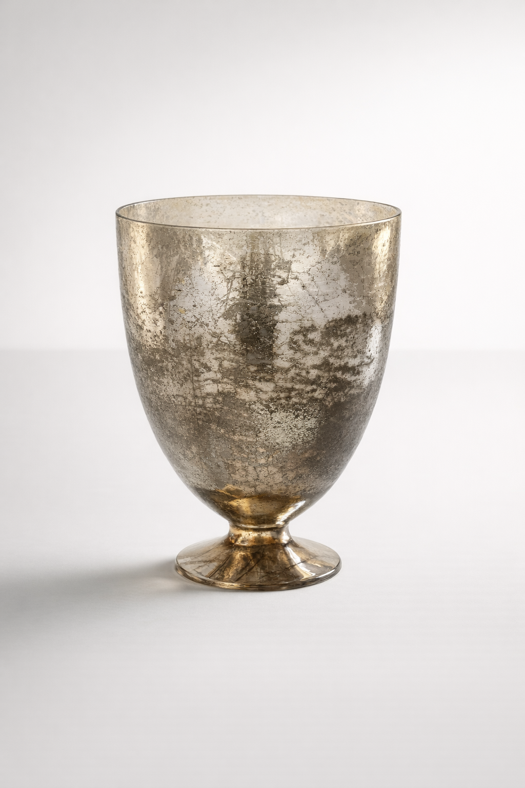 Silver Glass Vase On Foot