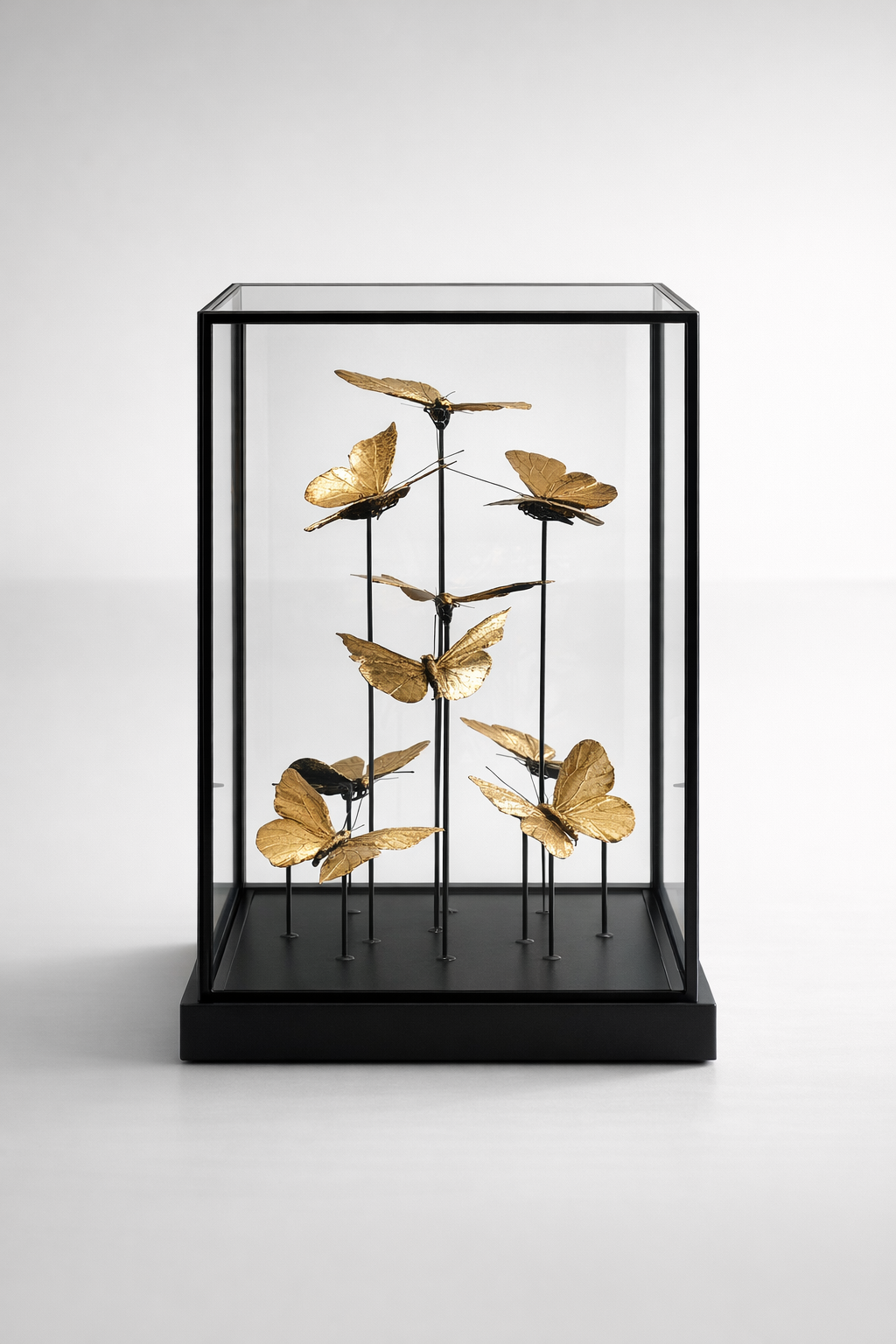 Square Glass Box Gold Butterflies