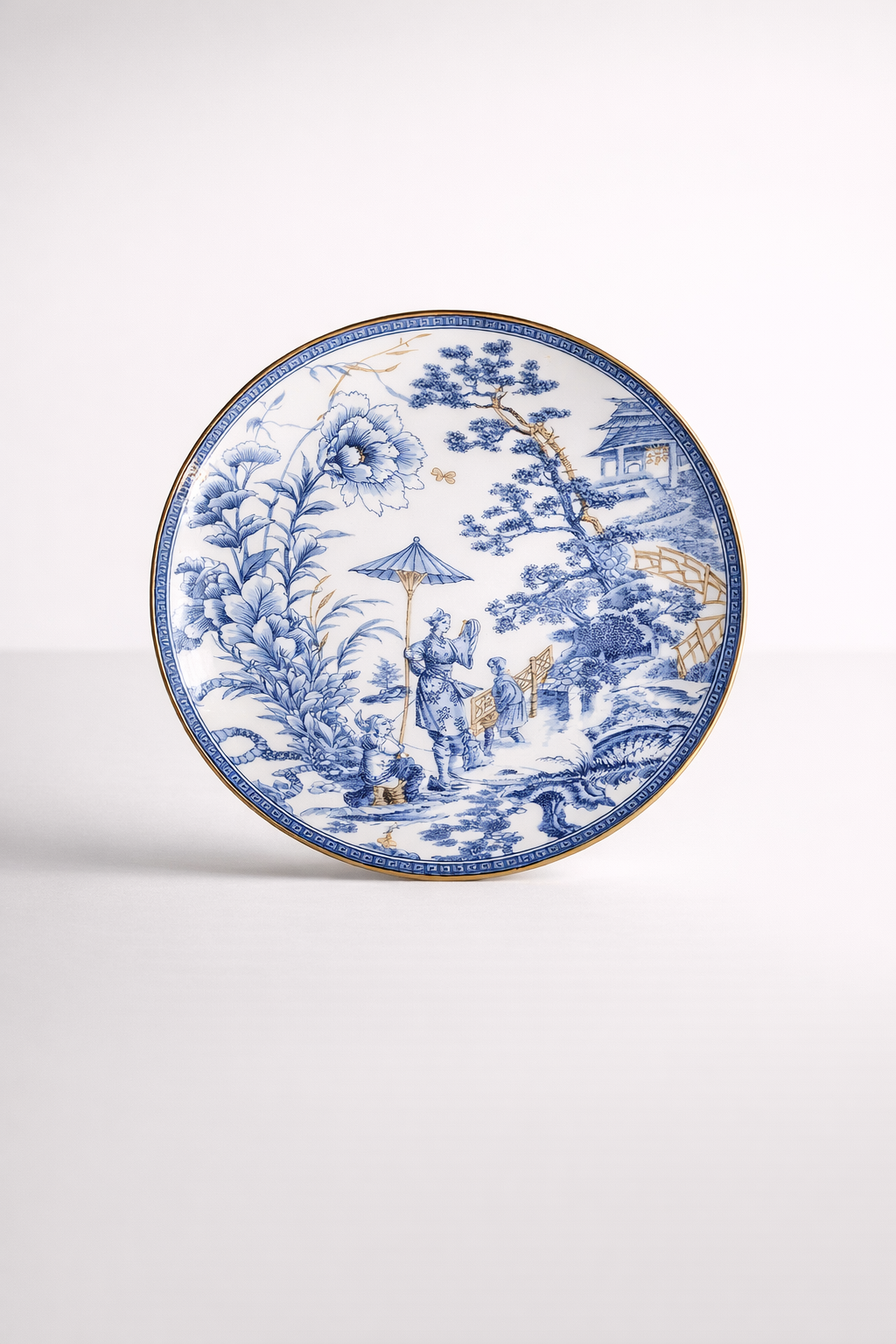Blue Toile Bone China Soup Plate