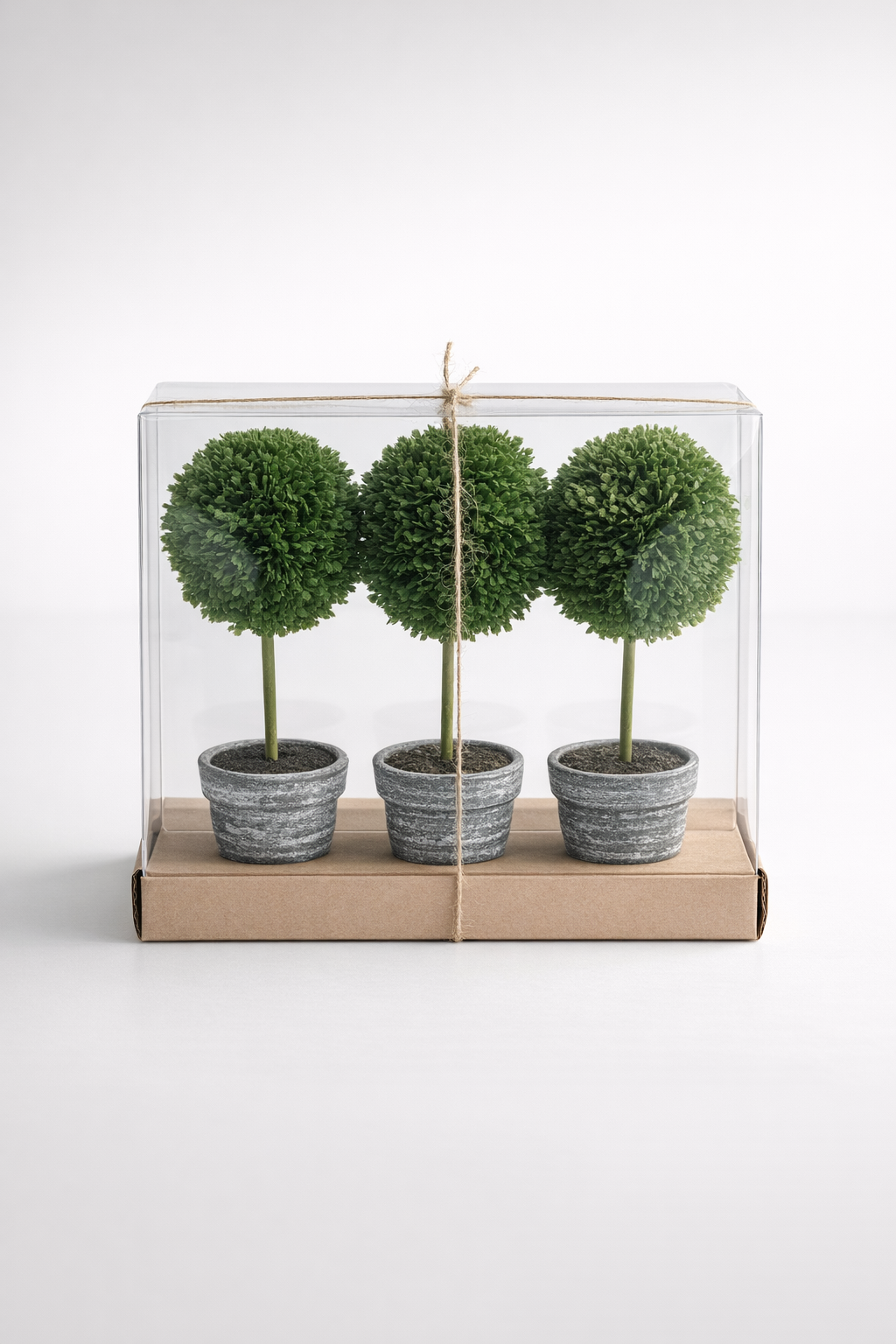 Set Of 3 Topiary In Black Pot