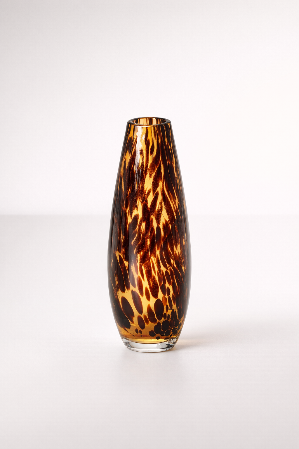 Tall Thin Tortoise Shell Glass Vase