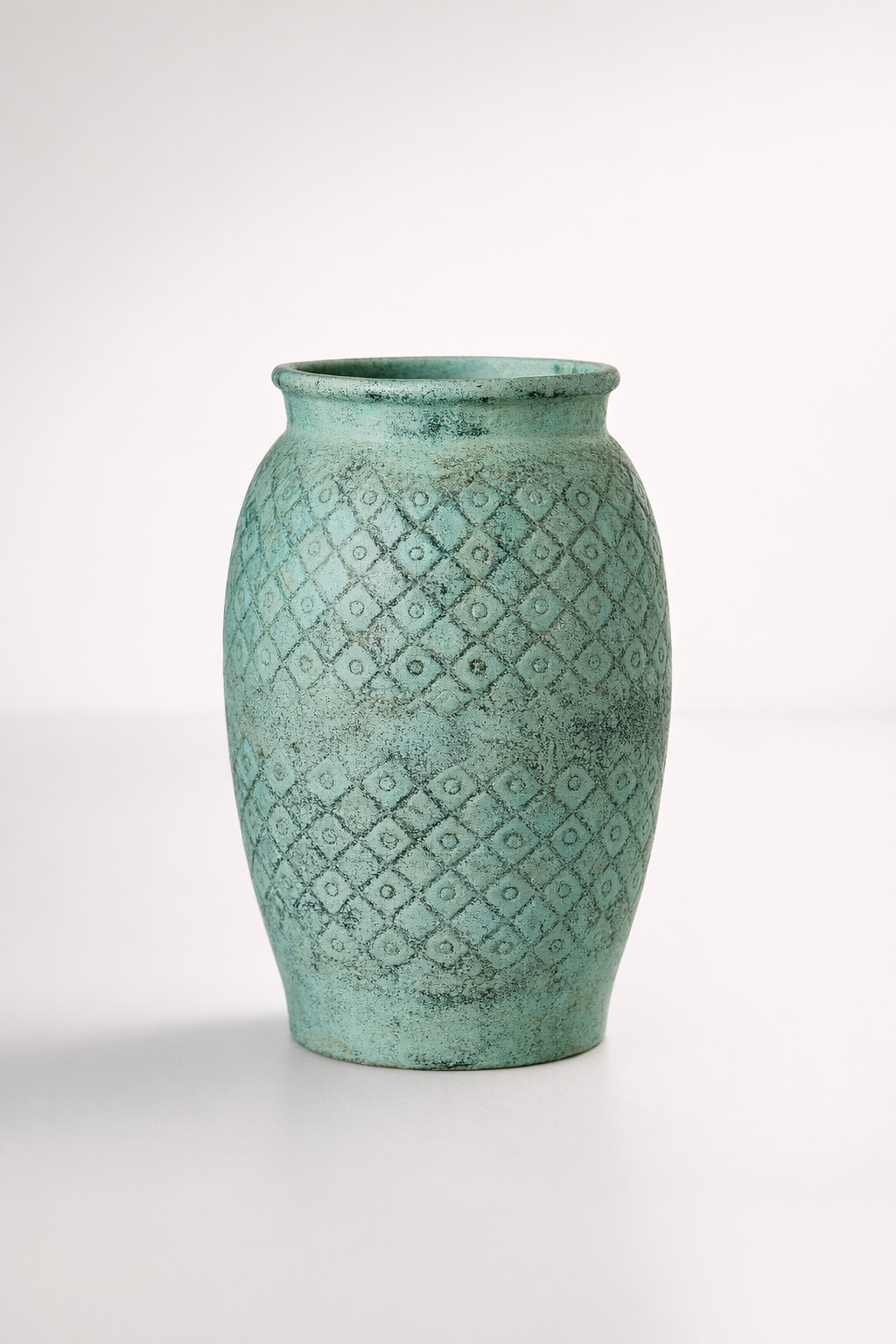 Distressed Blue Green Tribal Pot