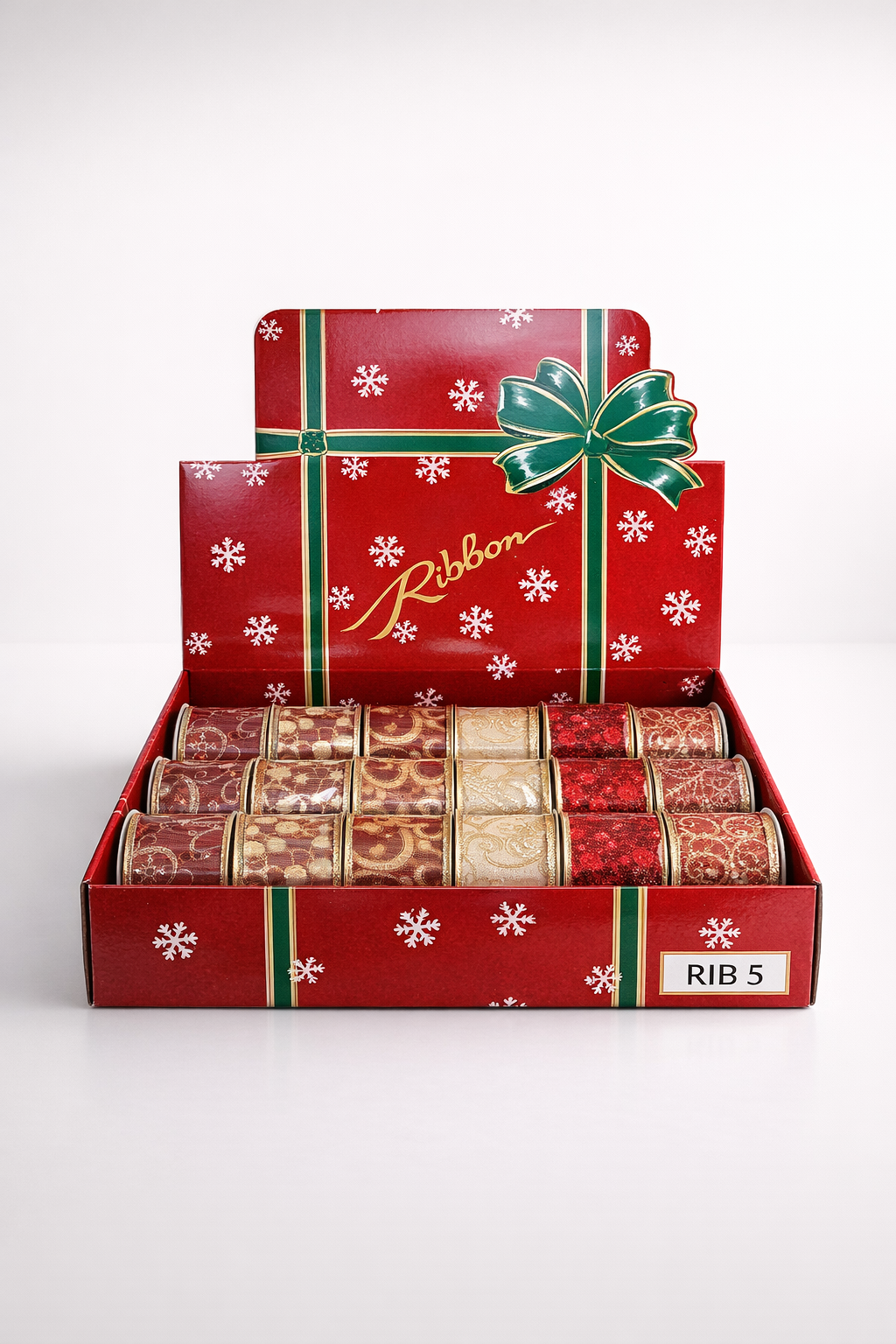 Maroon Red And Gold Mix Ribbon Box